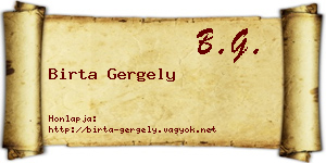 Birta Gergely névjegykártya